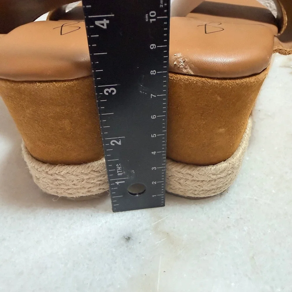 Joie Tan Genuine Suede Espadrille Wedge Sandals Platform Slide Mules‎ Size 9